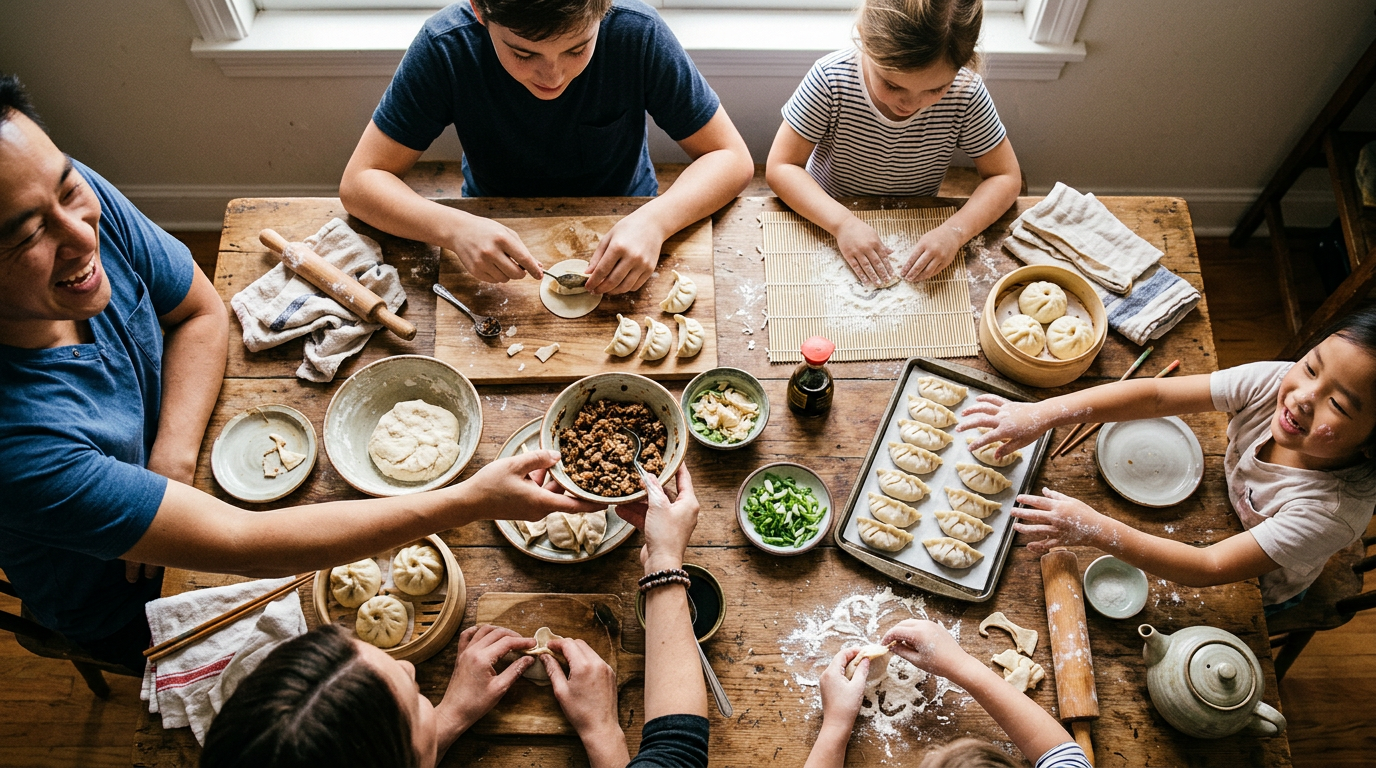 A local host family welcoming visitors