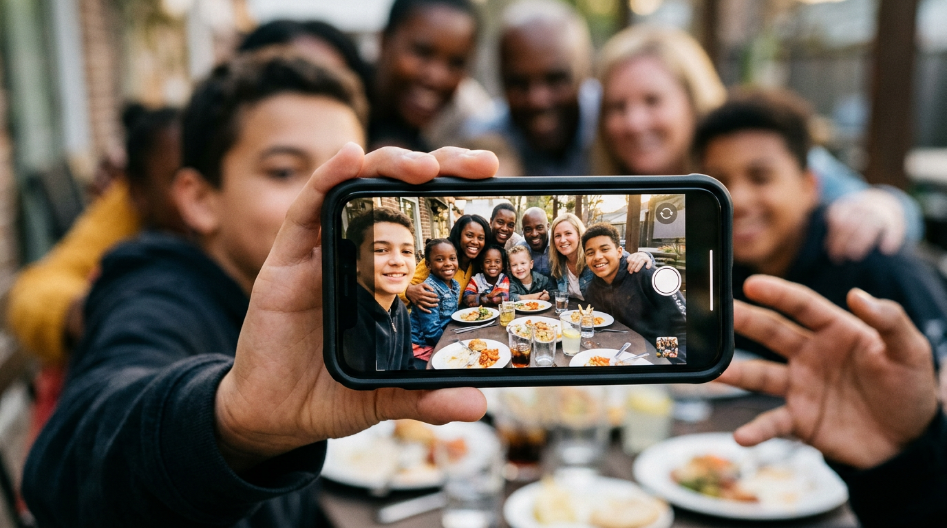A traveling family connecting with locals